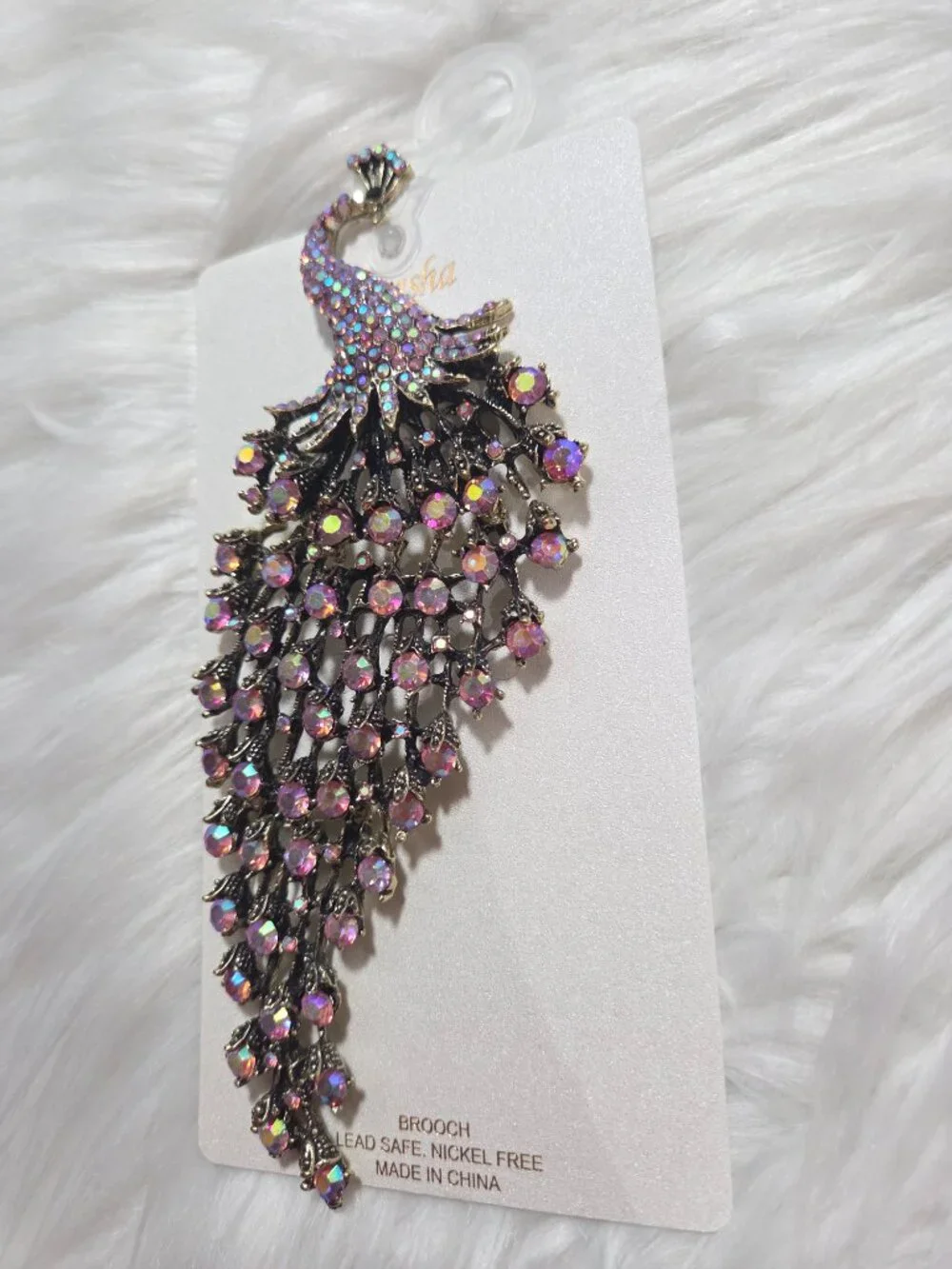 Natasha Couture Oversized Peacock Brooch